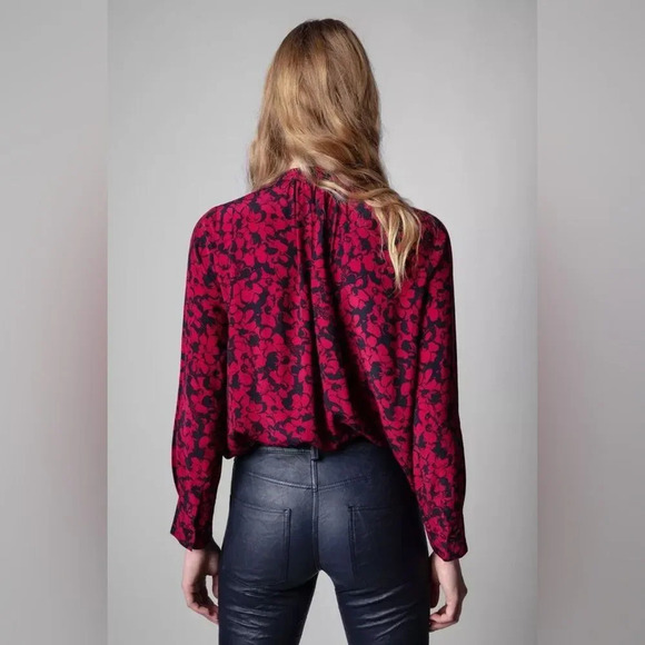 ZADIG‎ & VOLTAIRE Tink Bico Flowers Blouse in Bordeaux - Picture 4 of 13